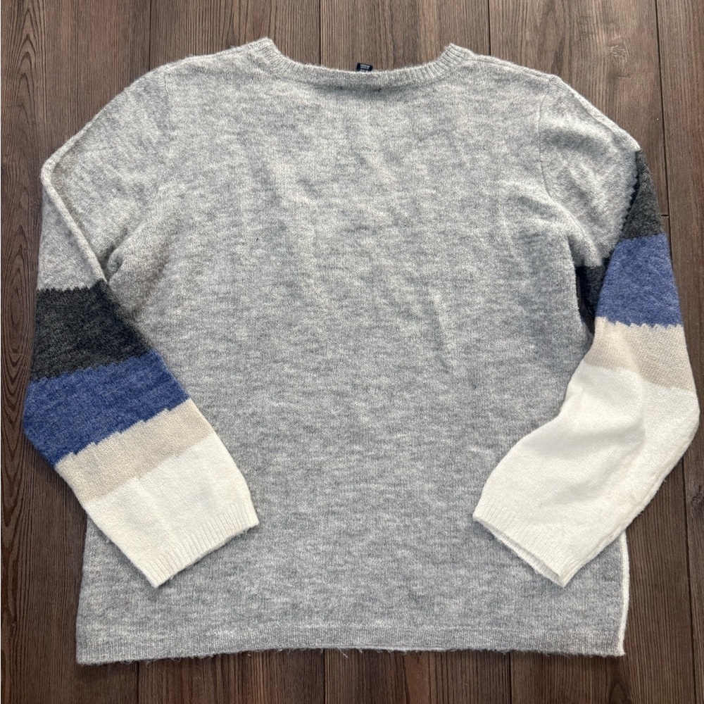 Hatley Grey Melange Landscape Sweater Colorblock Wool Blend Women’s Large - Picture 4 of 5